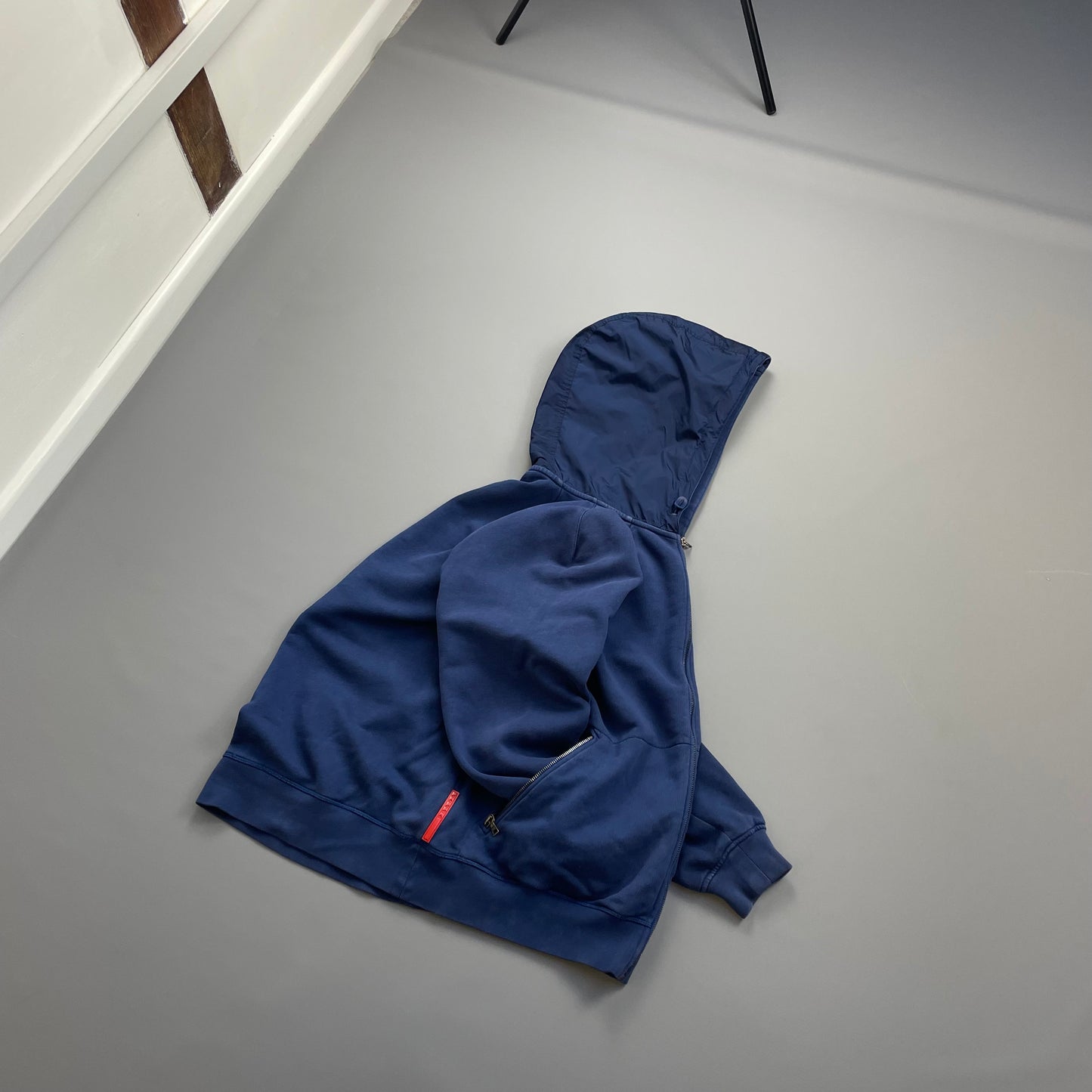 Prada Sport Blue 2009 Nylon Hood Zip-Through Hoodie