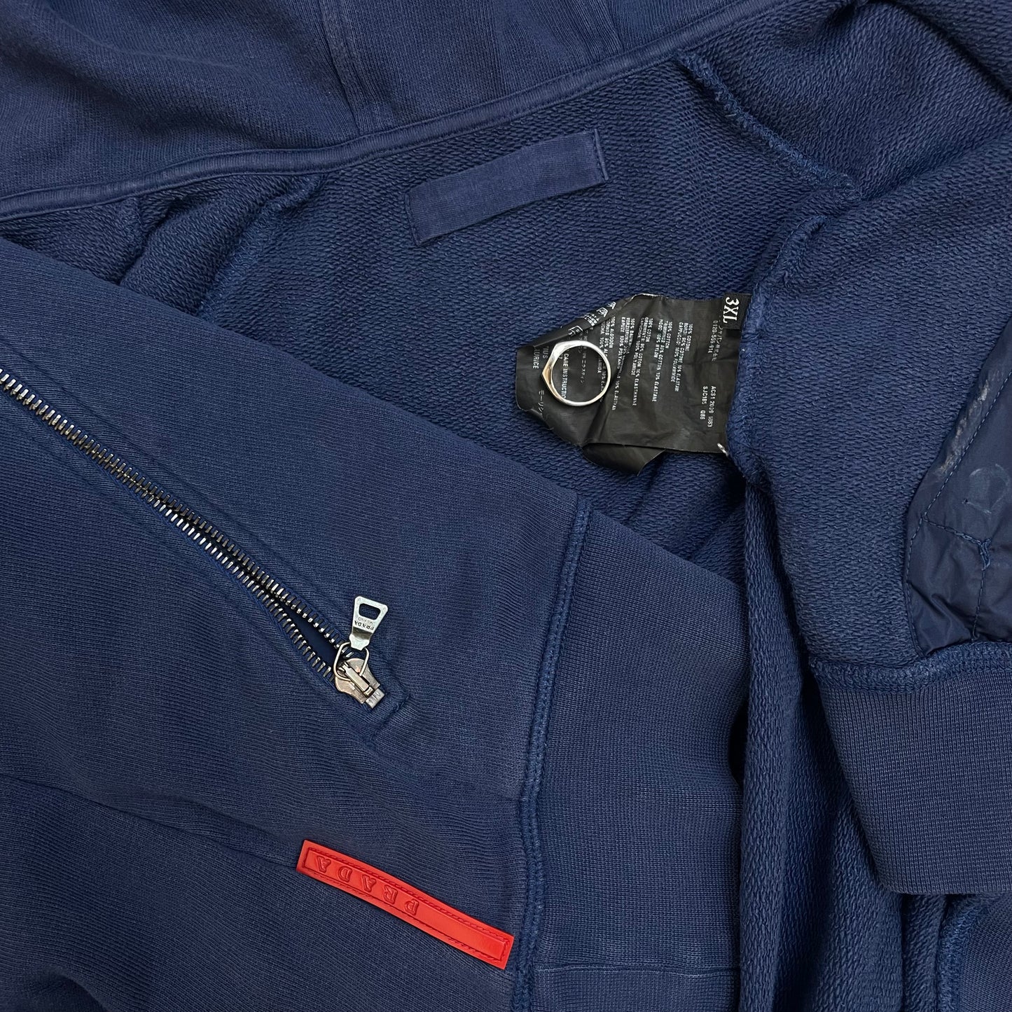 Prada Sport Blue 2009 Nylon Hood Zip-Through Hoodie