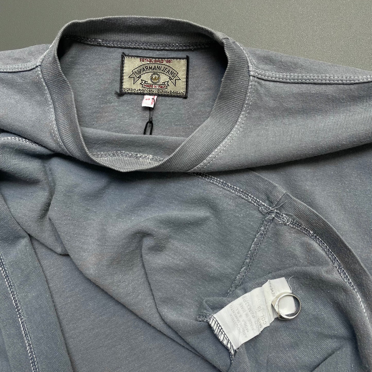 Armani Jeans Grey Blue 90s Scuba Couple Graphic T-Shirt