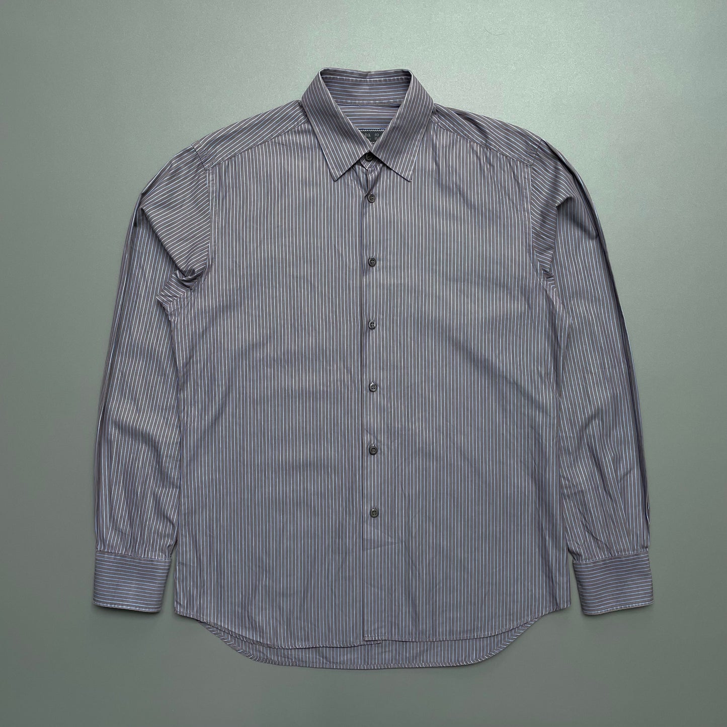 Prada Grey & Blue 00s Stripe Shirt
