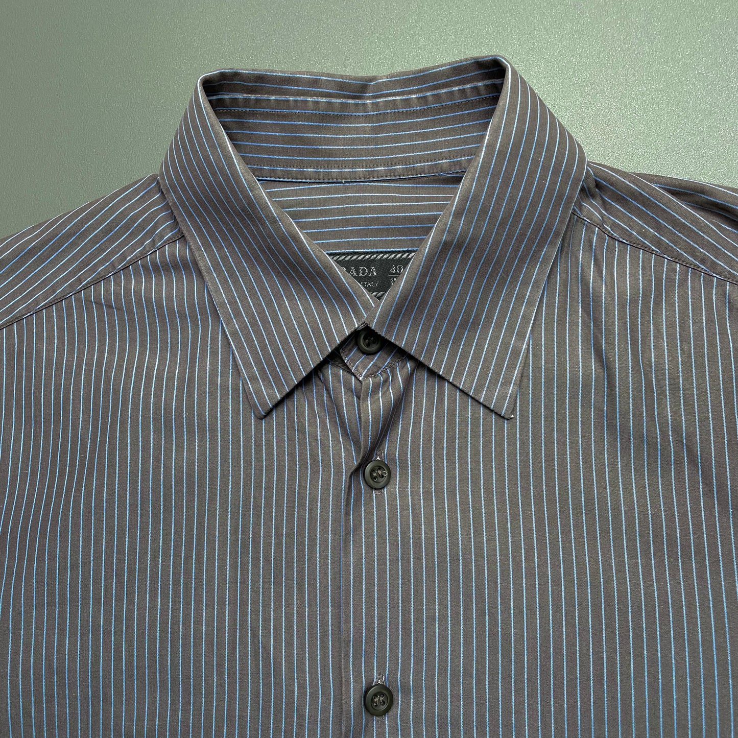 Prada Grey & Blue 00s Stripe Shirt