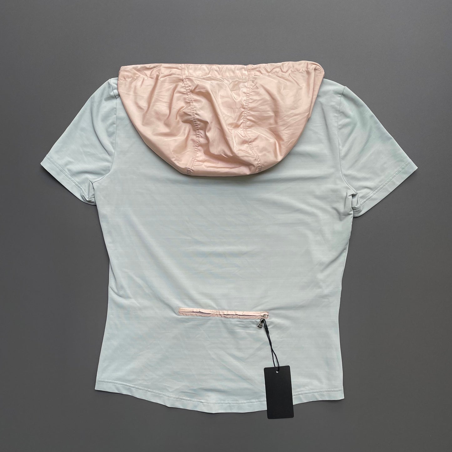 Prada Sport Runway SS99 Turquoise & Pink Nylon Hood T-Shirt