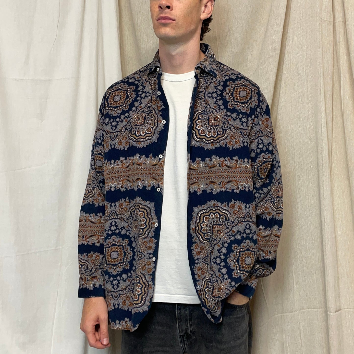 C.P. Company Navy 80s Paisley Ideas From Massimo Osti Fine Corduroy Shirt