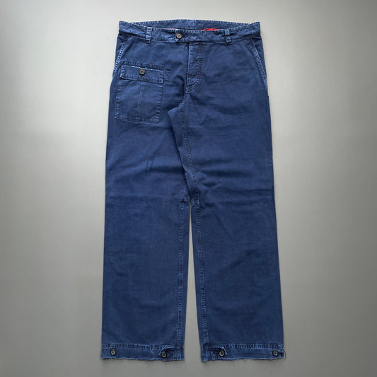 Prada Sport Blue 00s Straight Leg Distressed Cargo Trousers