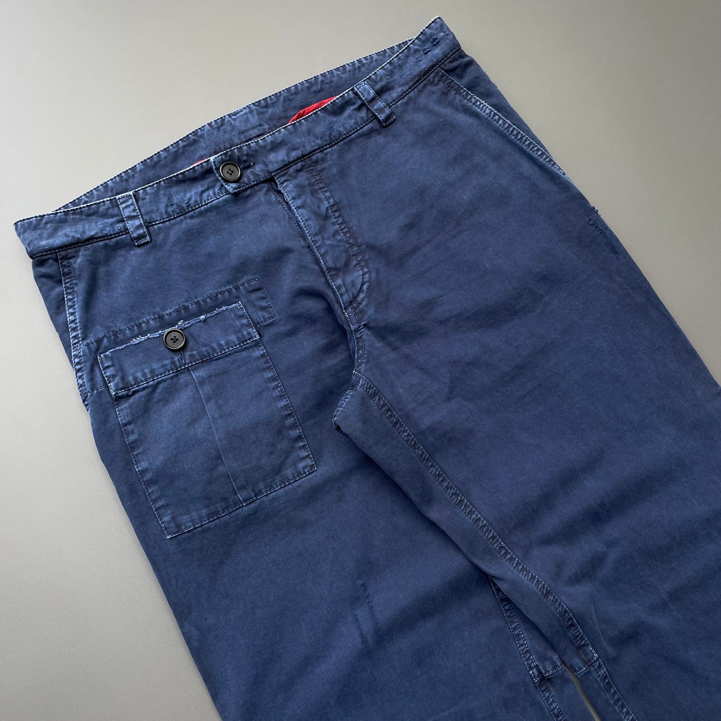 Prada Sport Blue 00s Straight Leg Distressed Cargo Trousers