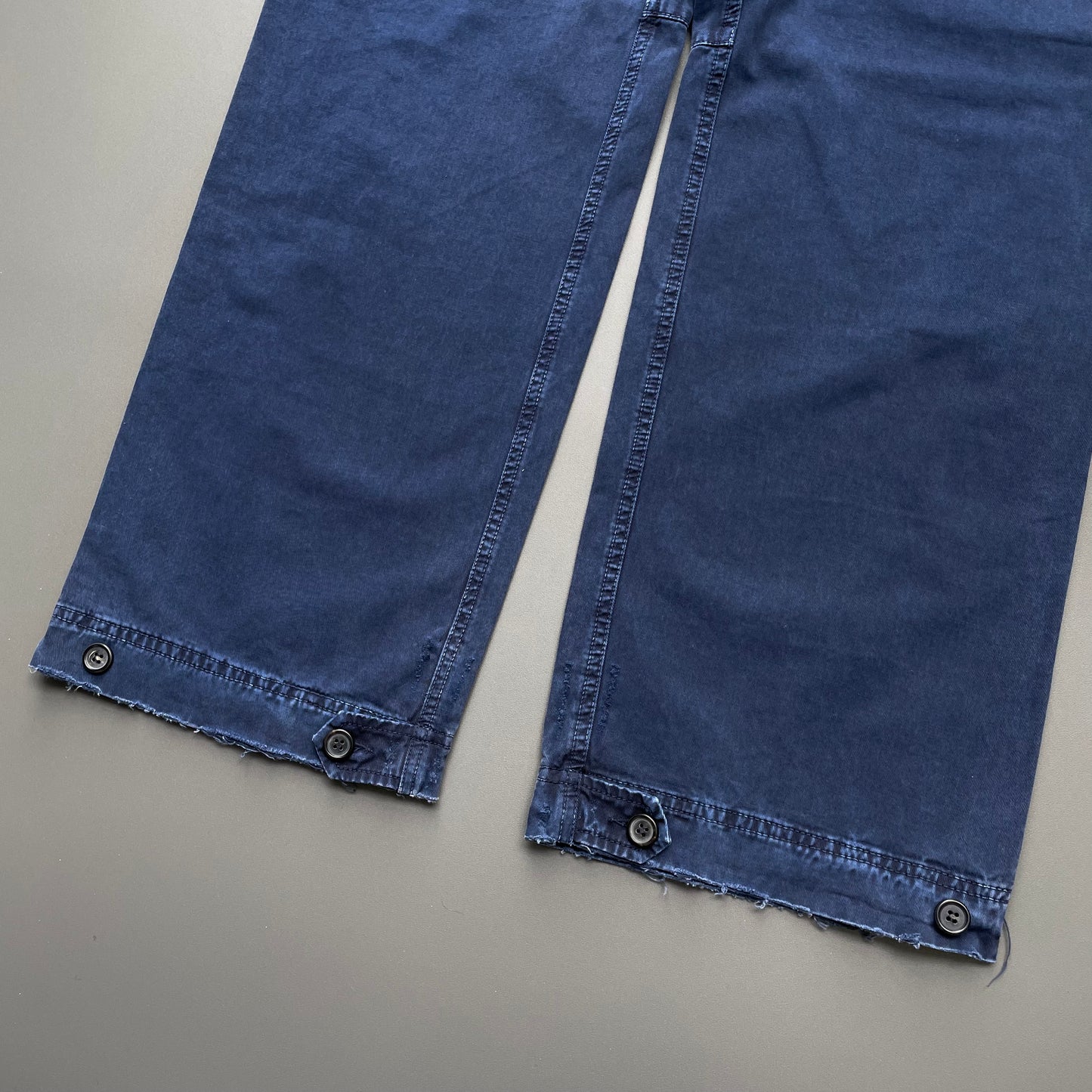 Prada Sport Blue 00s Straight Leg Distressed Cargo Trousers