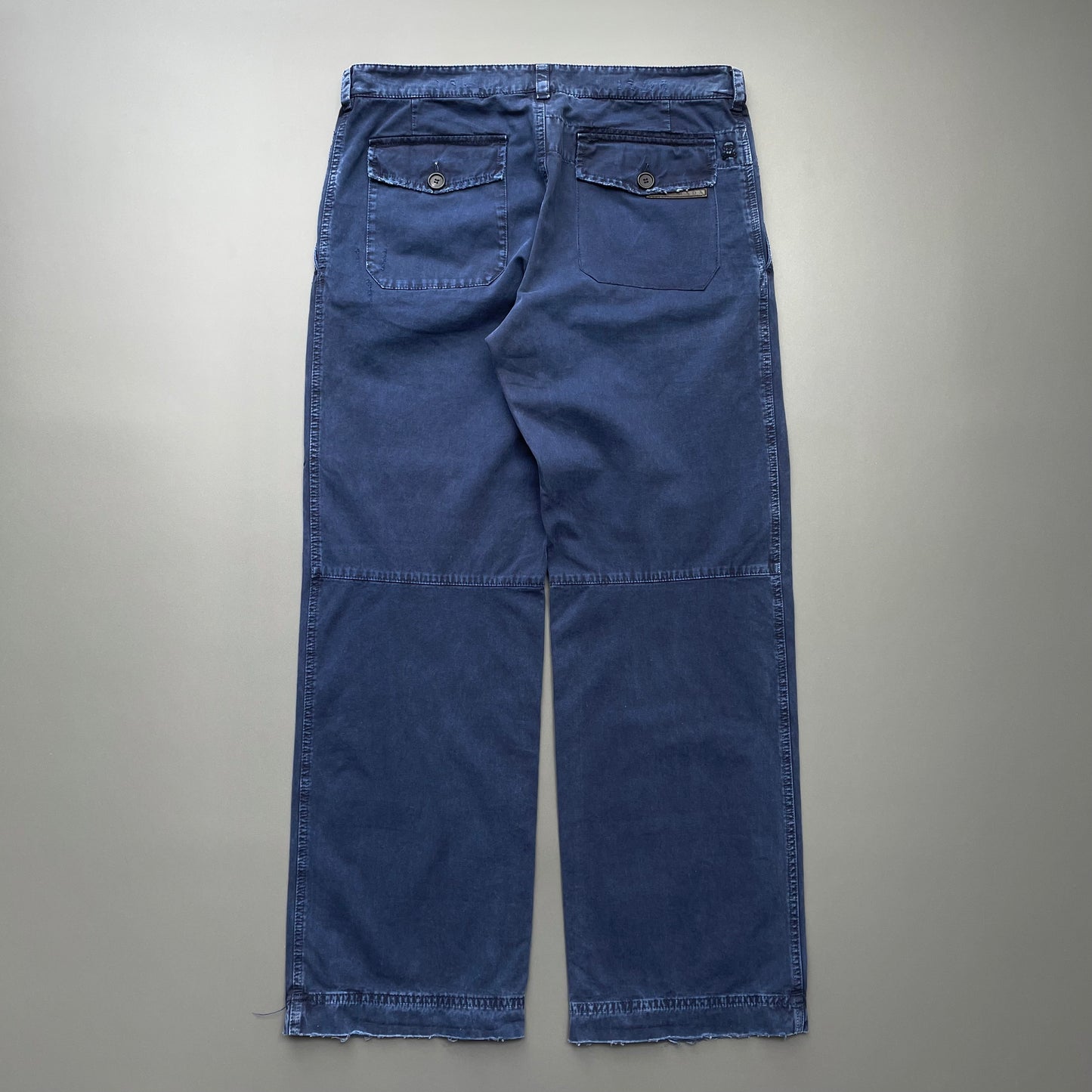 Prada Sport Blue 00s Straight Leg Distressed Cargo Trousers