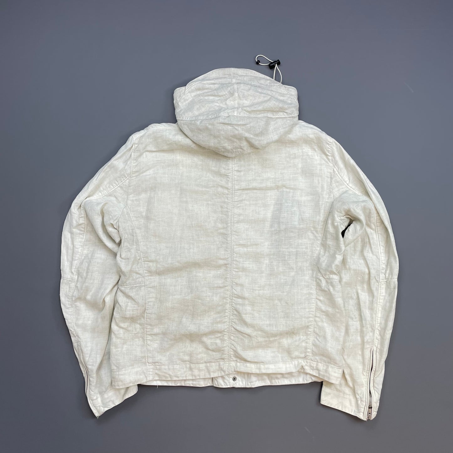 C.P. Company White SS08 Linen Lino Flax Multi-Pocket Detachable Hood Watchviewer Jacket
