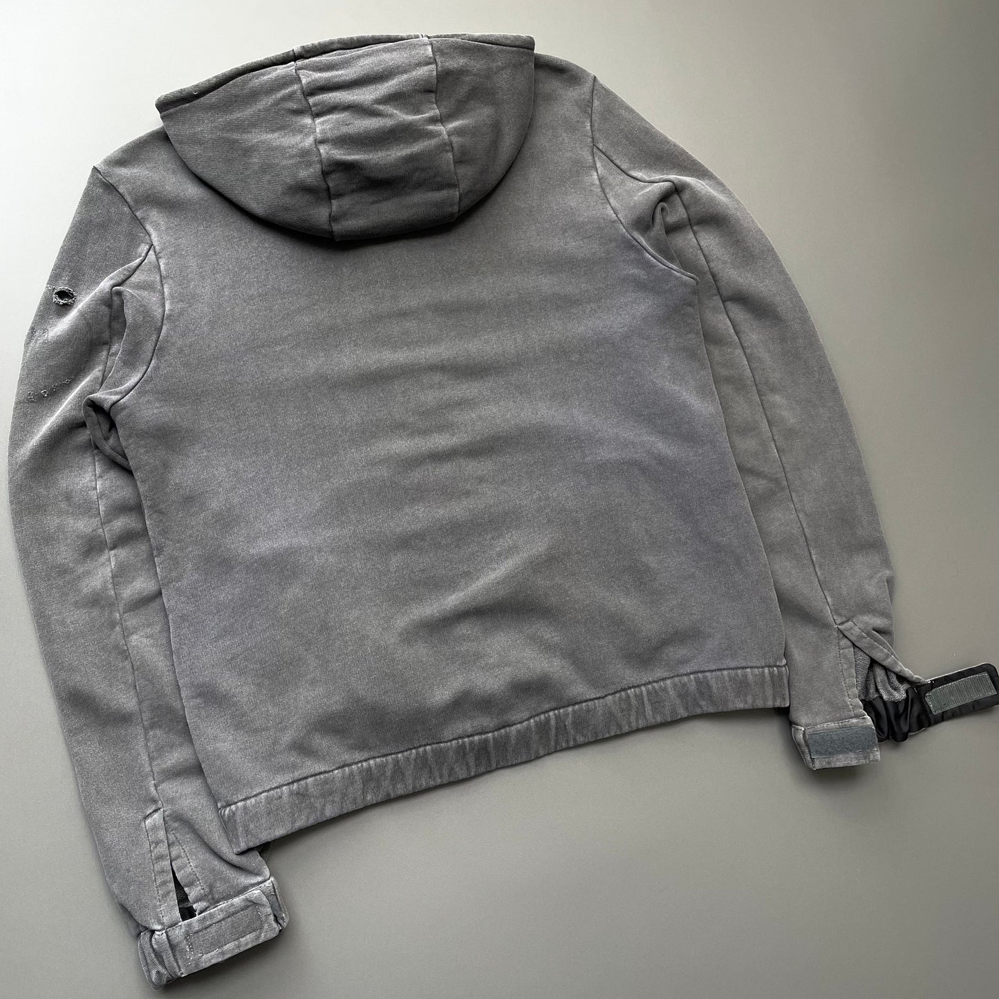 Prada Sport Grey 2009 Distressed Zip-Through Hoodie Jacket
