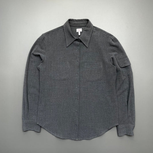 Armani Jeans Grey 90s Women's Drape Pocket Shirt