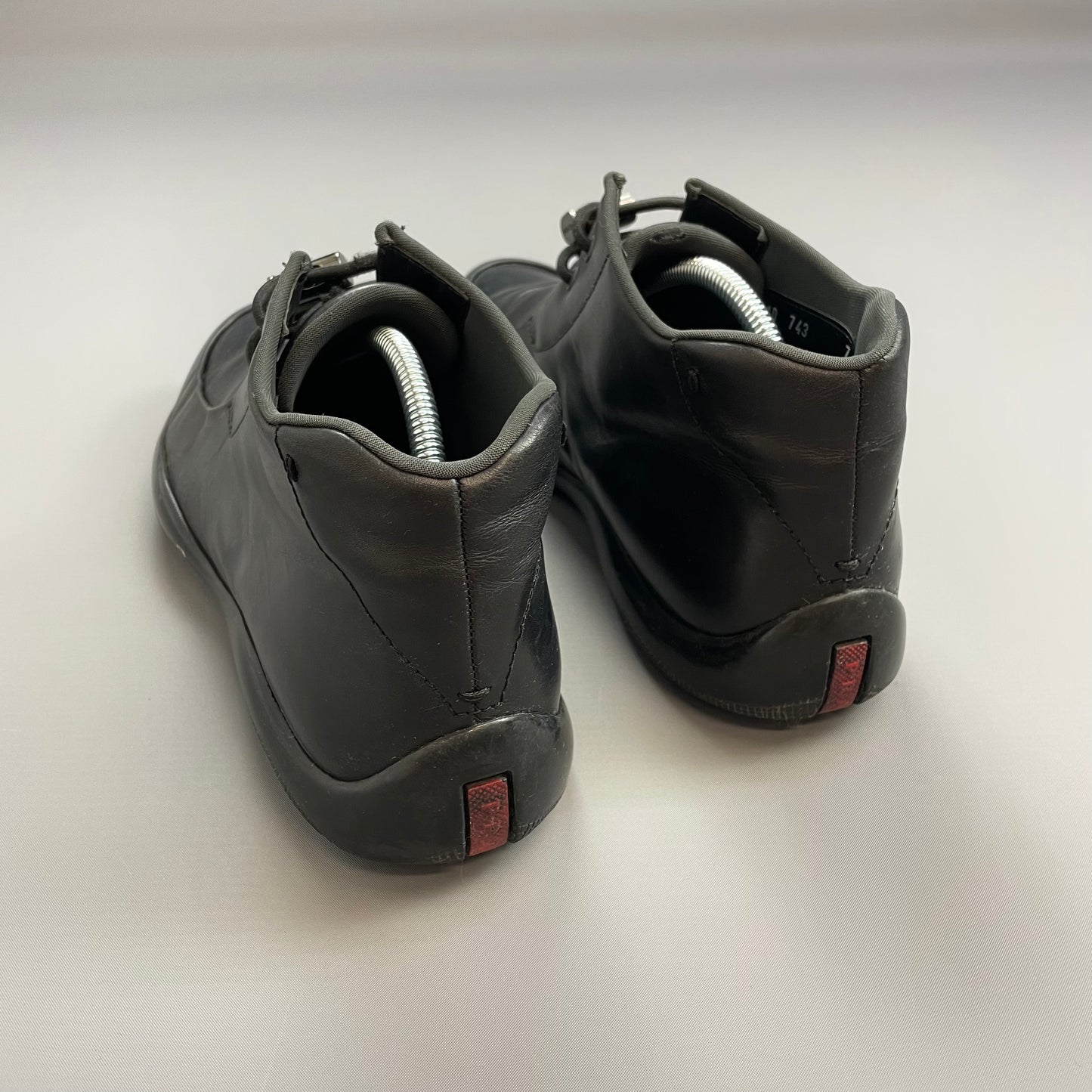 Prada Sport Black FW99 Leather Slip On Vibram Sole Toggle Boots