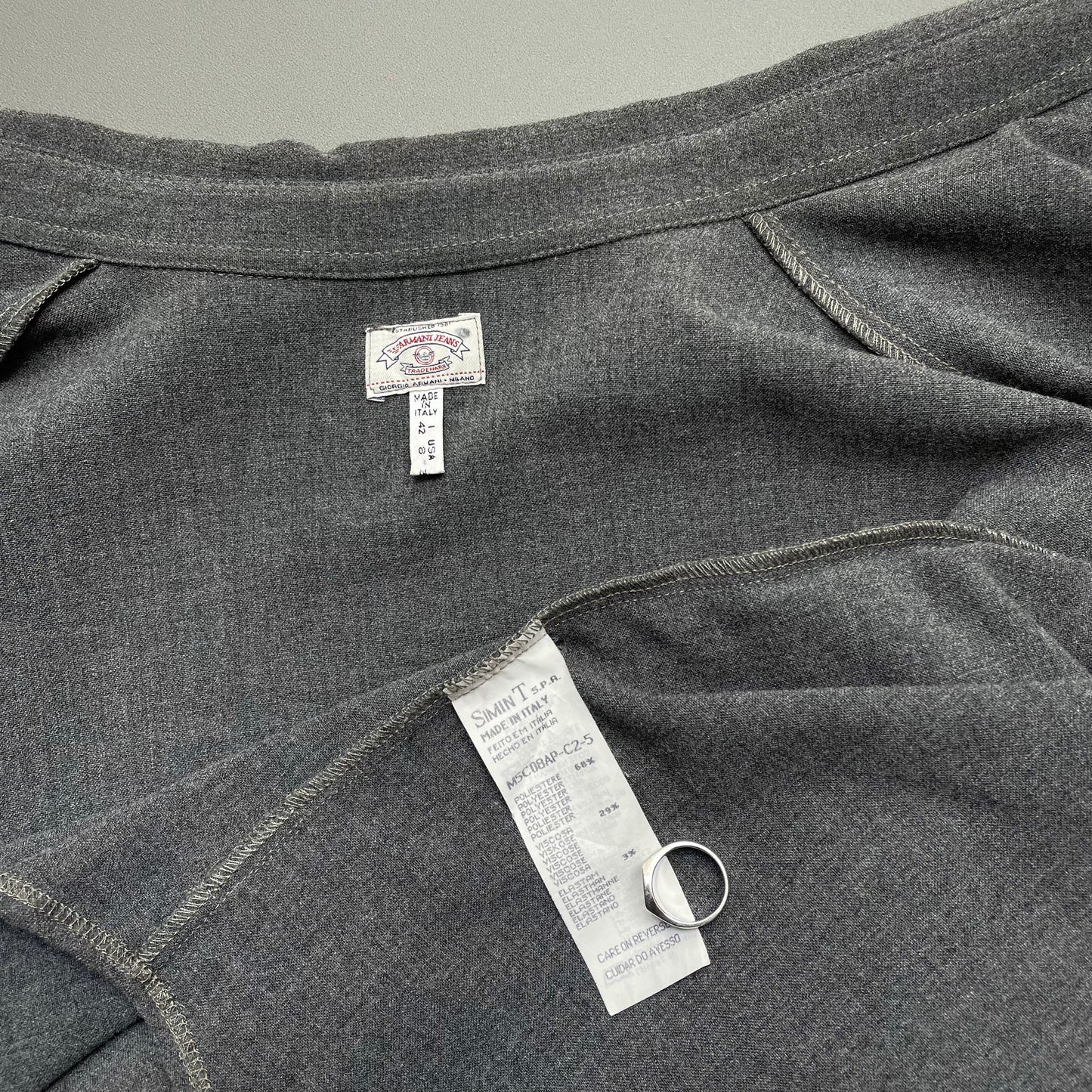Armani Jeans Grey 90s Women's Drape Pocket Shirt