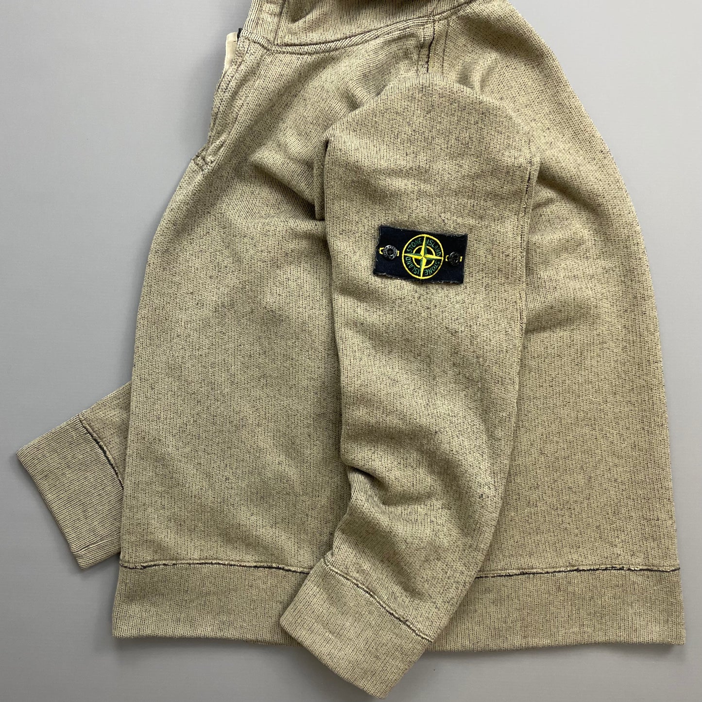Stone Island Beige AW06 Fleece Lined Speckled Half-Zip Jumper