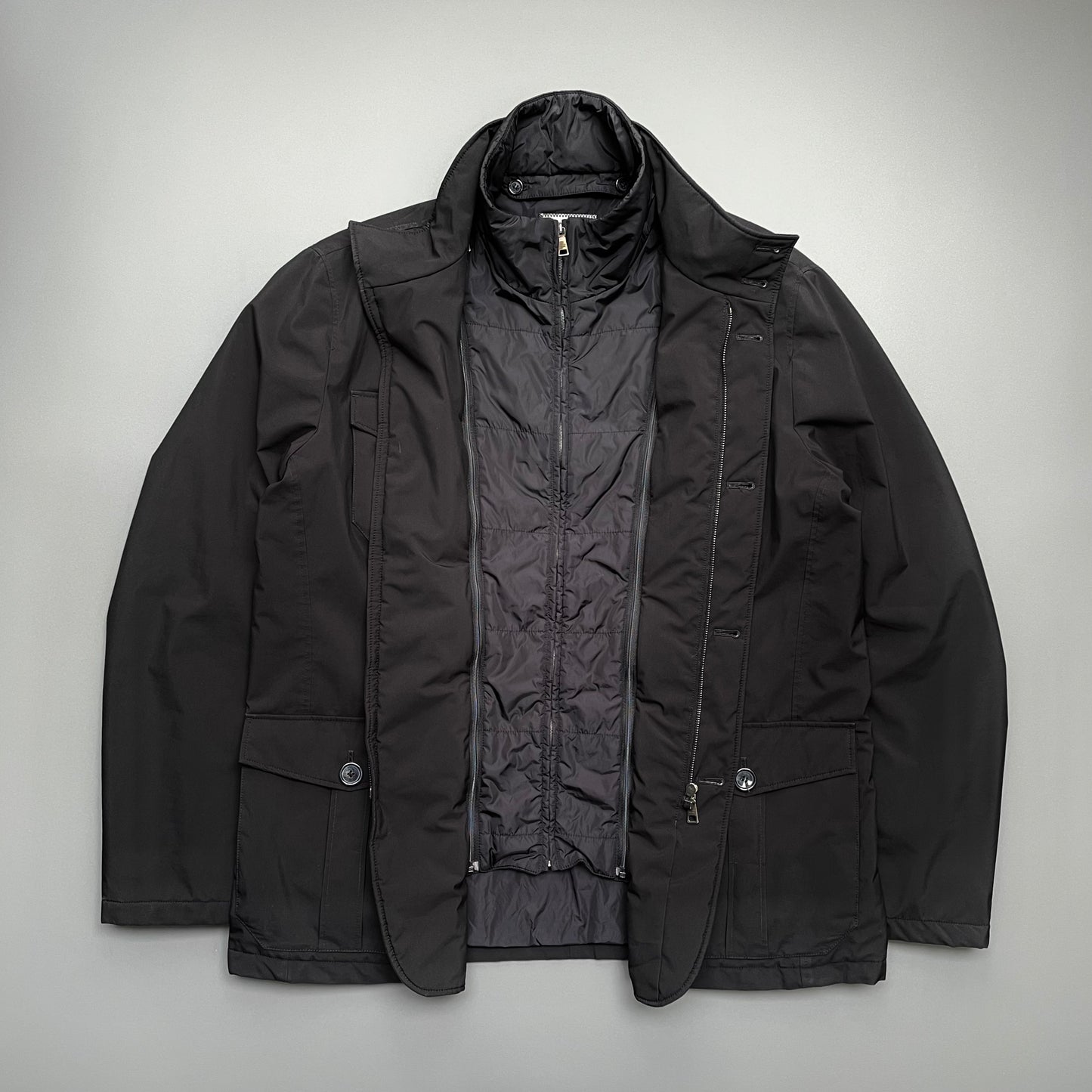Prada Sport Black 2013 Padded Collar Liner Field Jacket