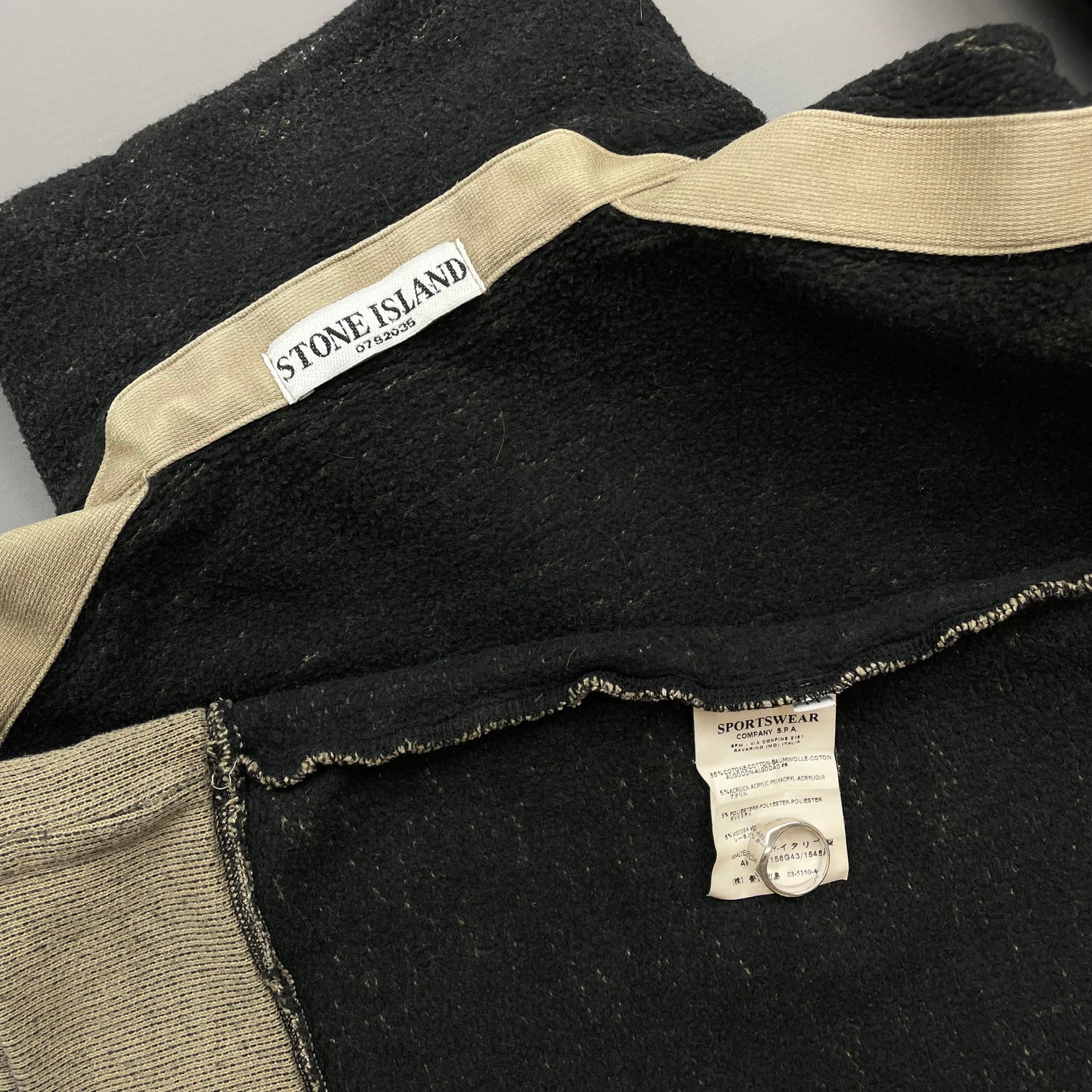 Stone Island Beige AW06 Fleece Lined Speckled Half-Zip Jumper