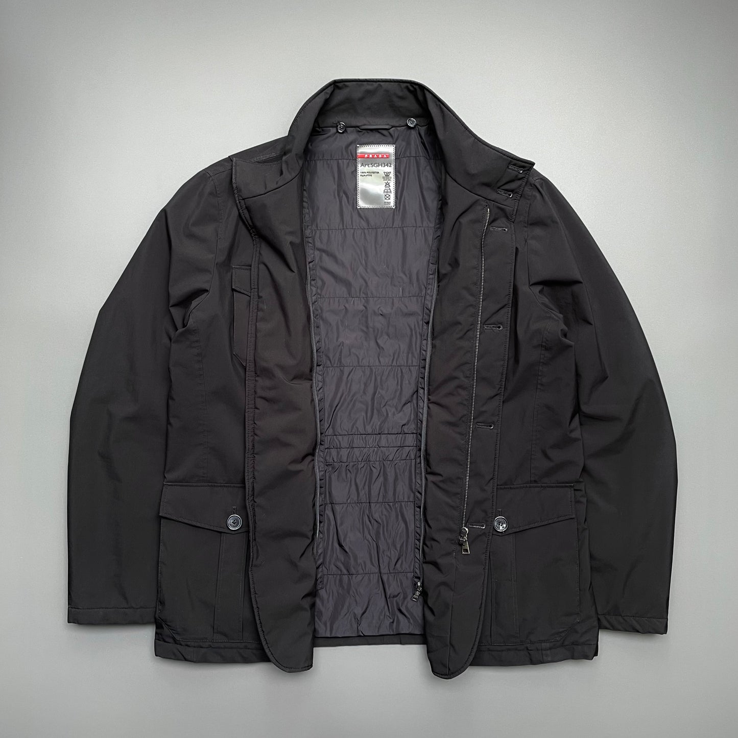 Prada Sport Black 2013 Padded Collar Liner Field Jacket