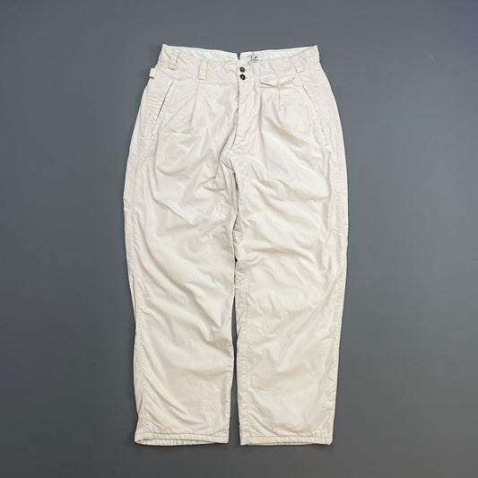 C.P. Company White Cream  80s Ideas From Massimo Osti Cotton/Nylon Lined Pleat Trousers