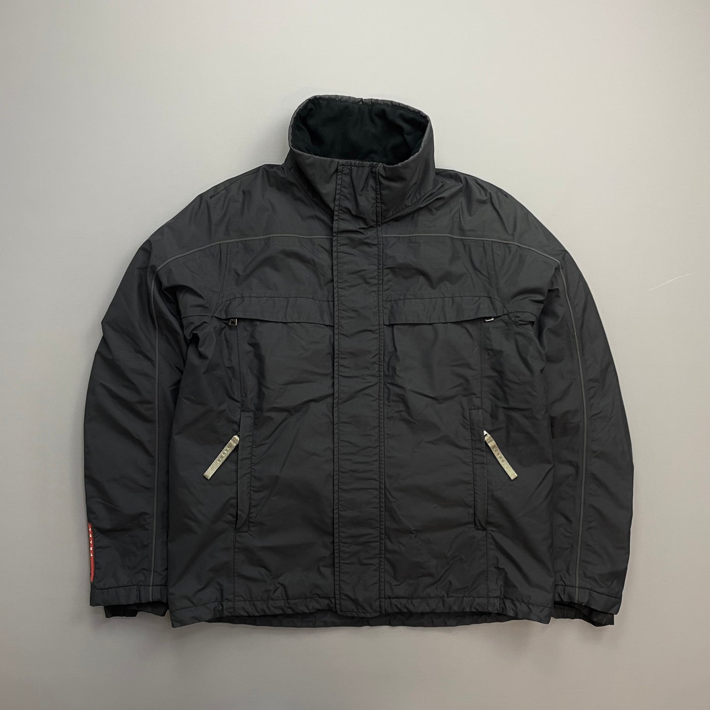 Prada Sport Black 00s Goretex Technical Fleece Lined Detachable Hood Ski Jacket