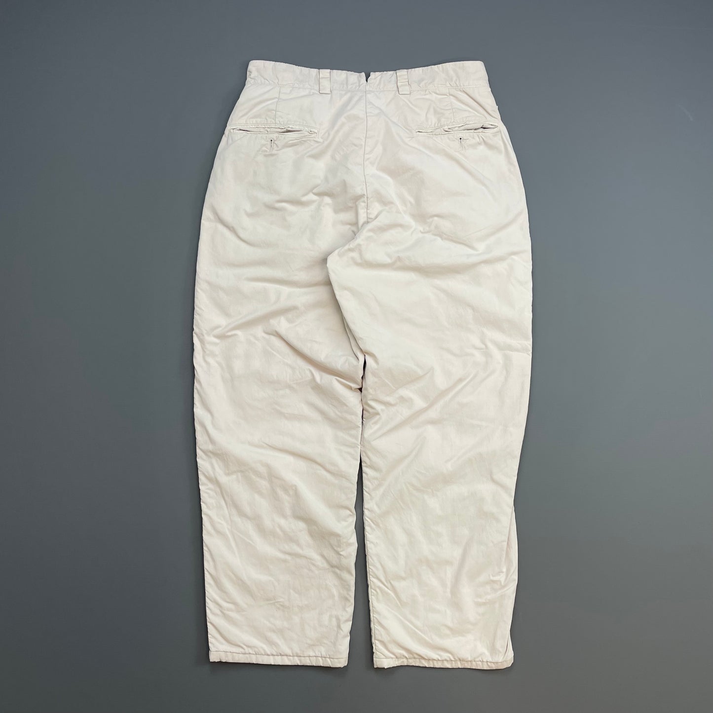 C.P. Company White Cream  80s Ideas From Massimo Osti Cotton/Nylon Lined Pleat Trousers