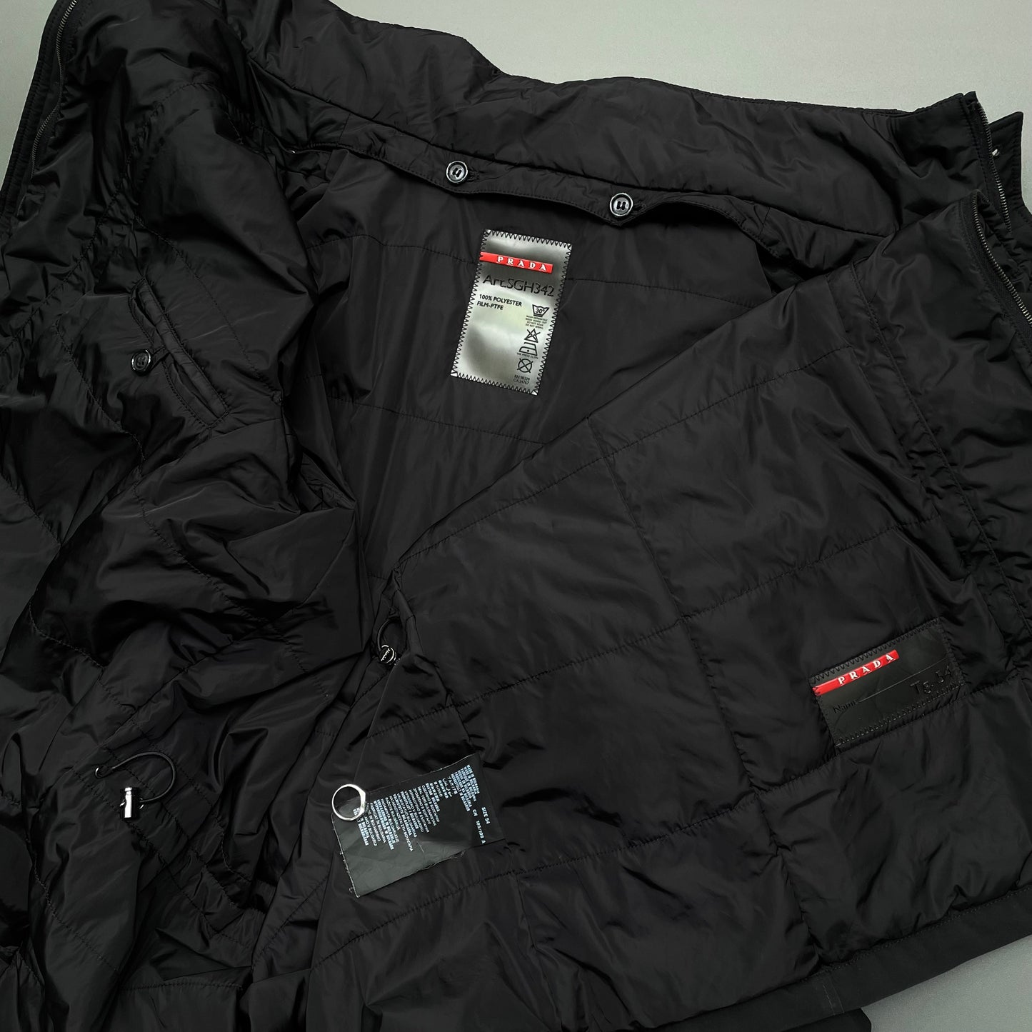 Prada Sport Black 2013 Padded Collar Liner Field Jacket
