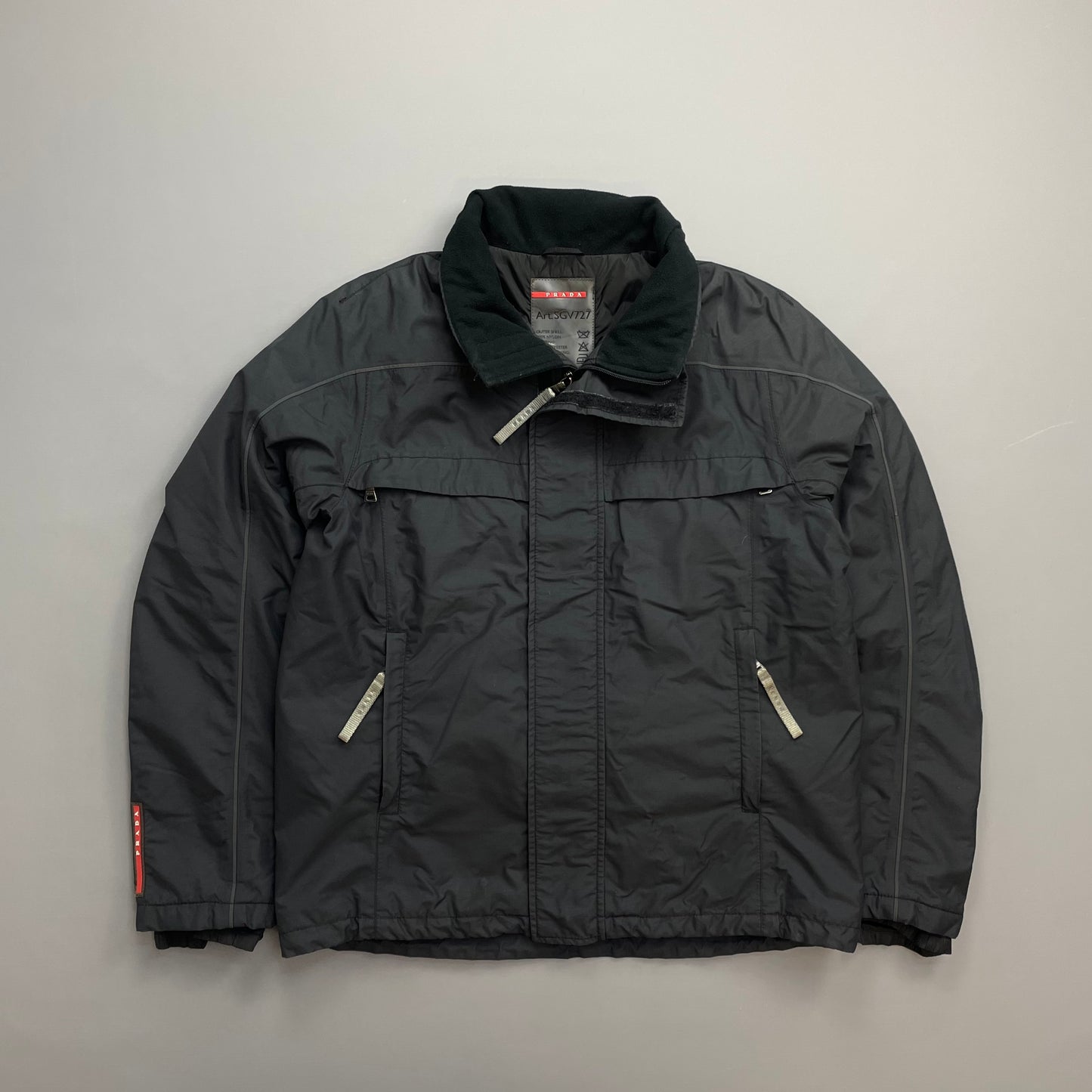 Prada Sport Black 00s Goretex Technical Fleece Lined Detachable Hood Ski Jacket