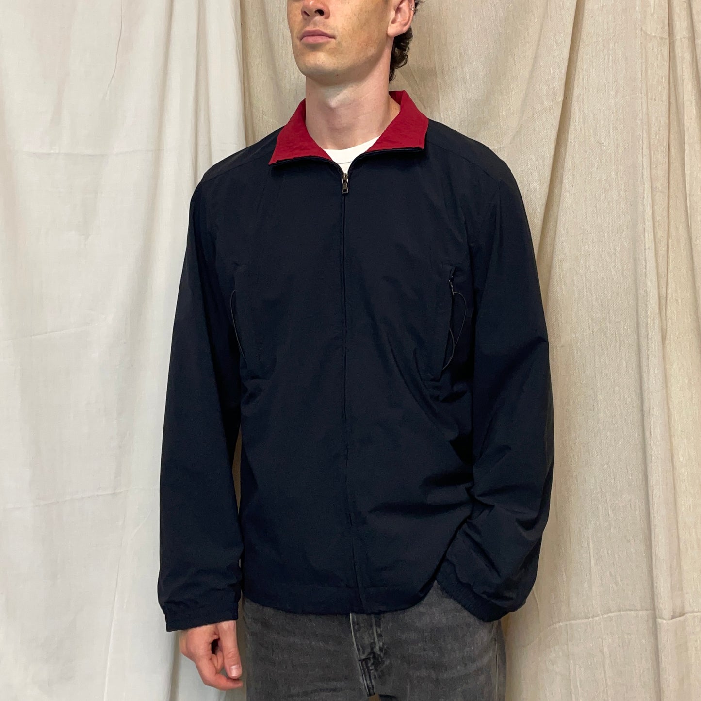 Prada Sport Navy & Red 00s Reversible Nylon Track Windbreaker Jacket