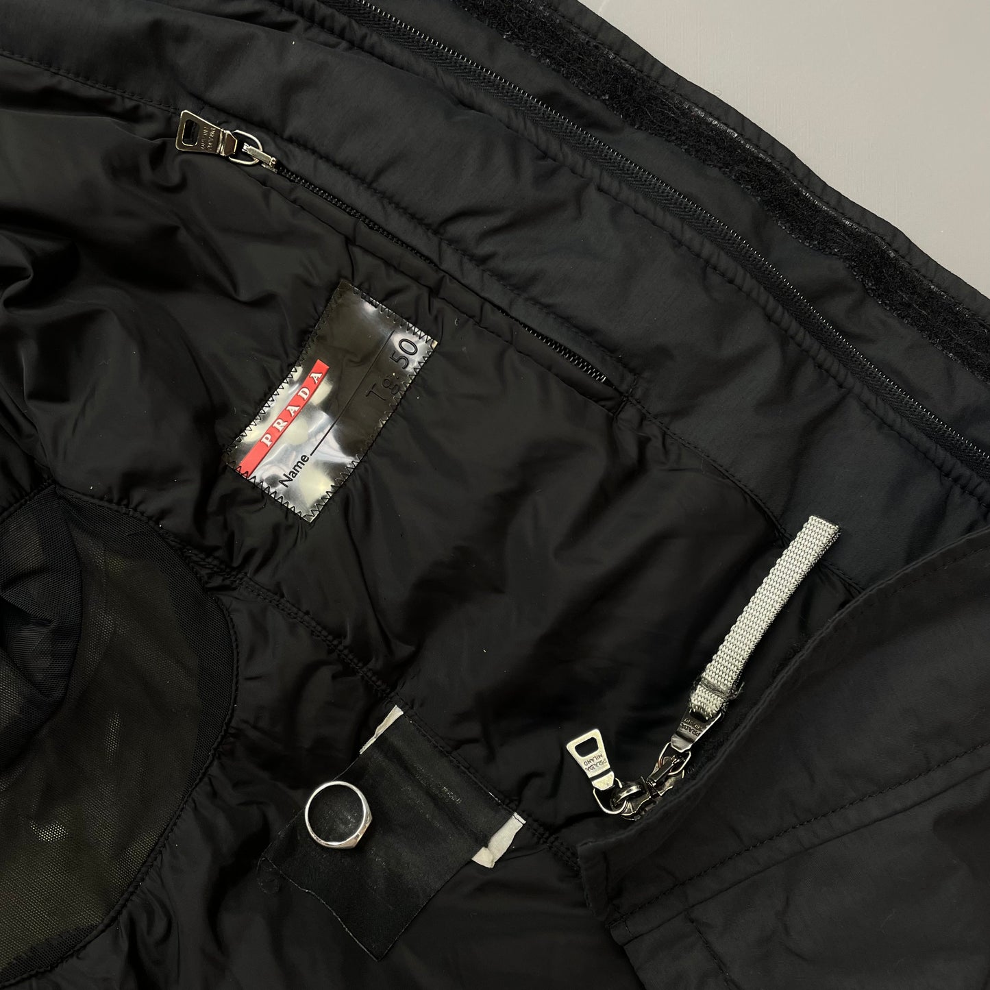 Prada Sport Black 00s Goretex Technical Fleece Lined Detachable Hood Ski Jacket