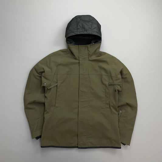Prada Sport Khaki AW02 Technical Nylon Fleece-Lined Removable Hood Ski Jacket