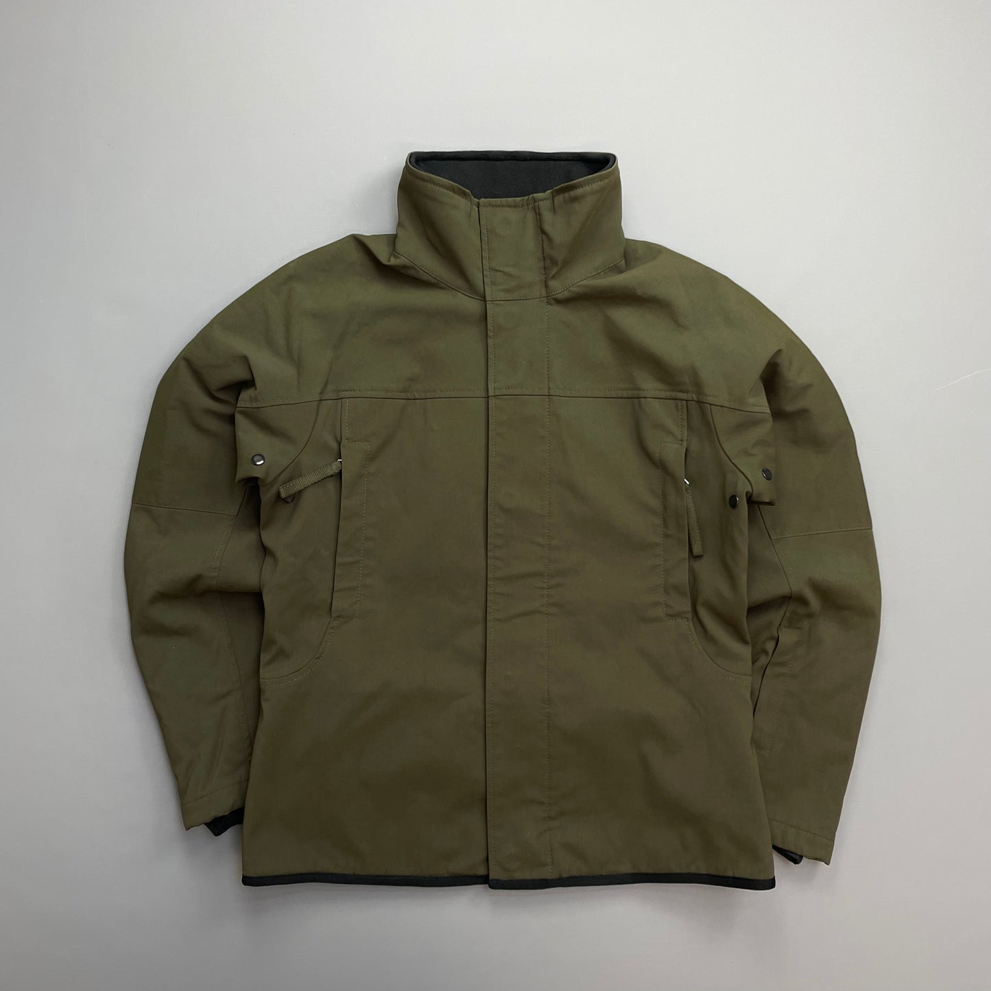 Prada Sport Khaki AW02 Technical Nylon Fleece-Lined Removable Hood Ski Jacket
