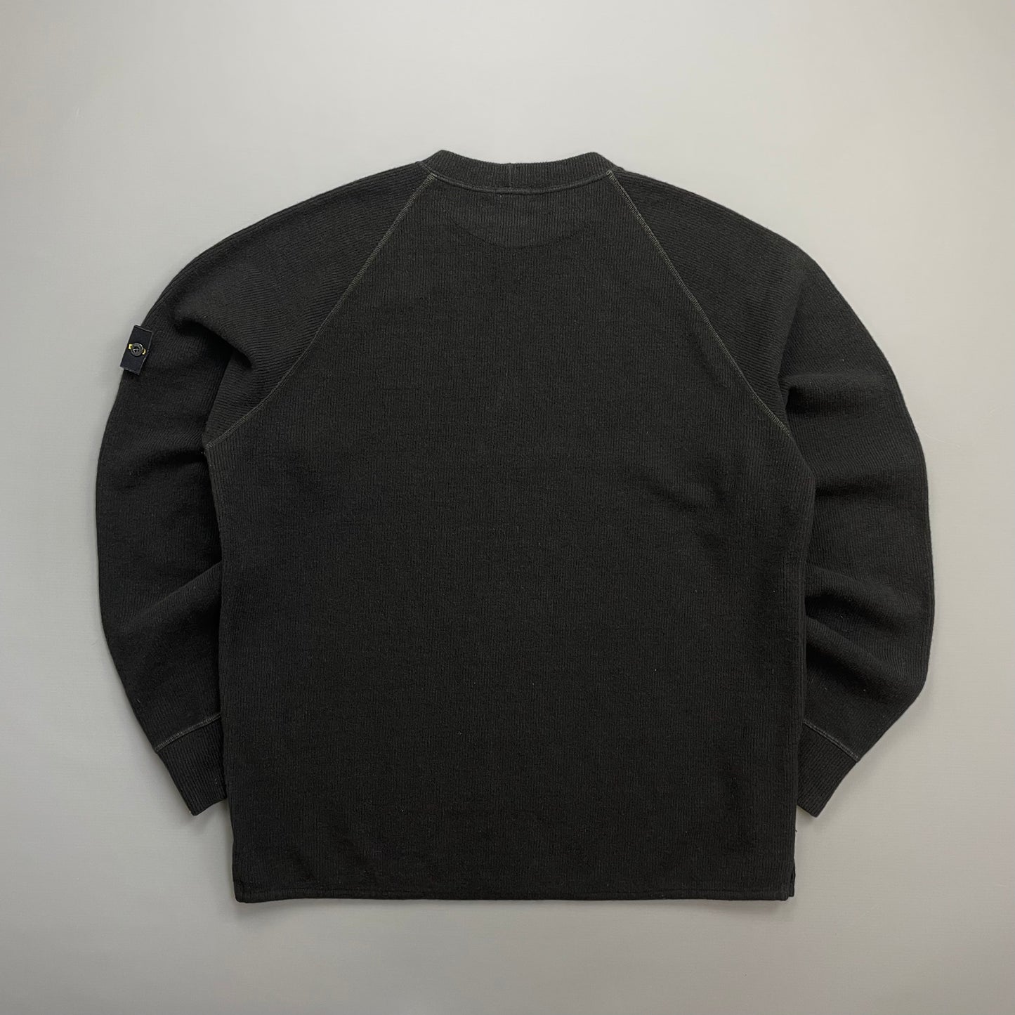 Stone Island Dark Brown AW03 Wool Blend Contrast Stitching Knit Jumper