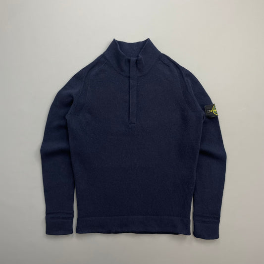 Stone Island Navy AW18 Wool knit Half-Zip Jumper