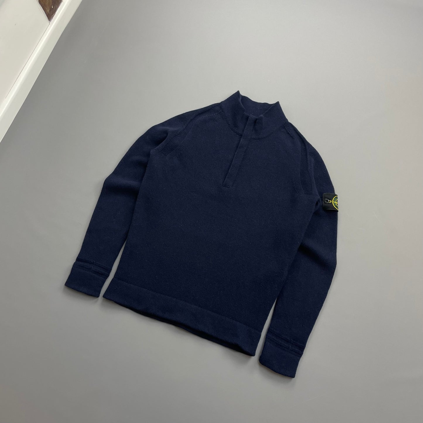 Stone Island Navy AW18 Wool knit Half-Zip Jumper