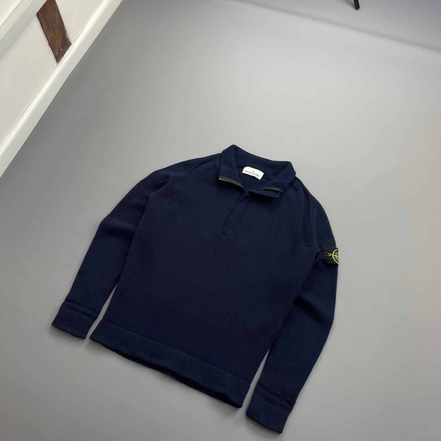 Stone Island Navy AW18 Wool knit Half-Zip Jumper