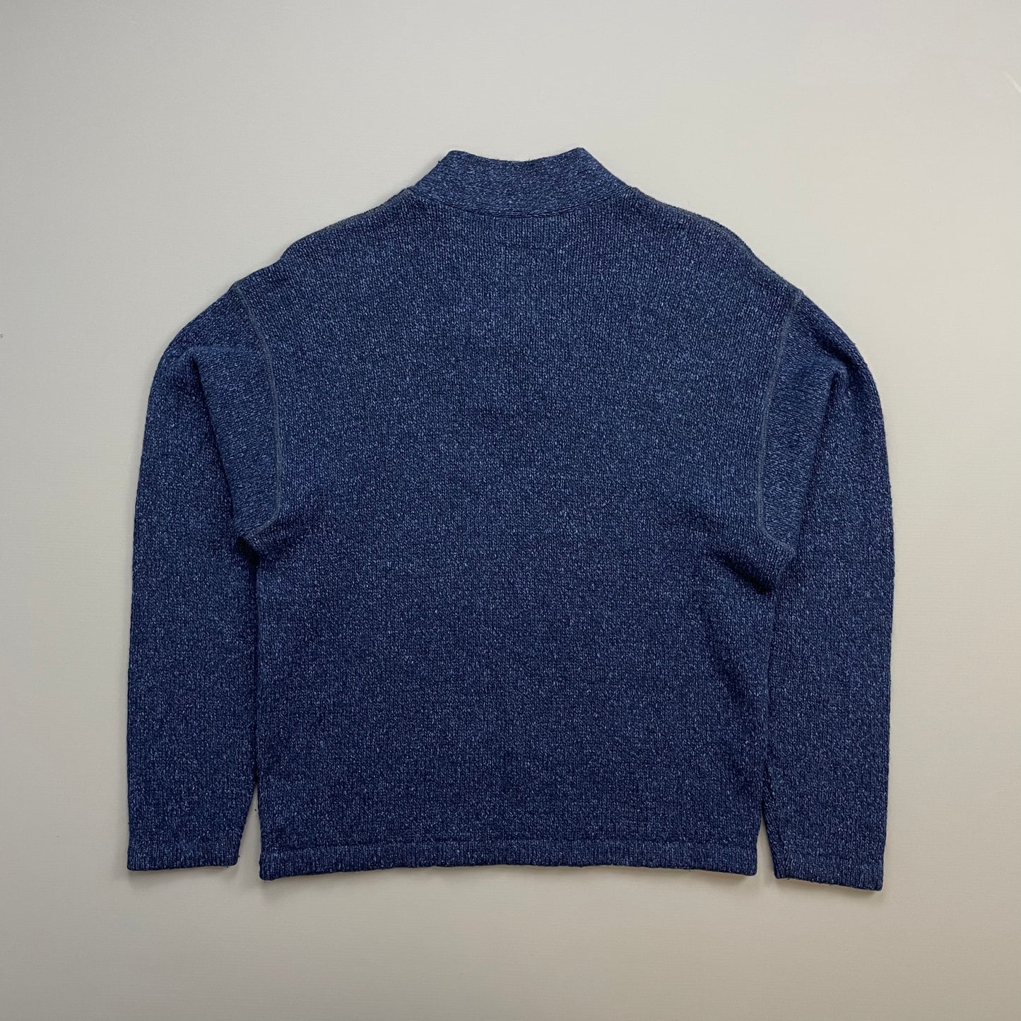 Armani Jeans Blue 90s Silk & Wool Button Collar 'Blues Factory' Jumper