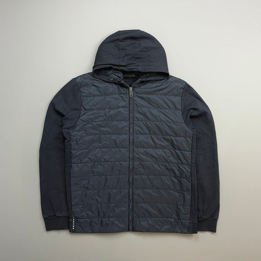 Prada Sport Navy 2019 Nylon Padded Hybrid Hooded Jacket