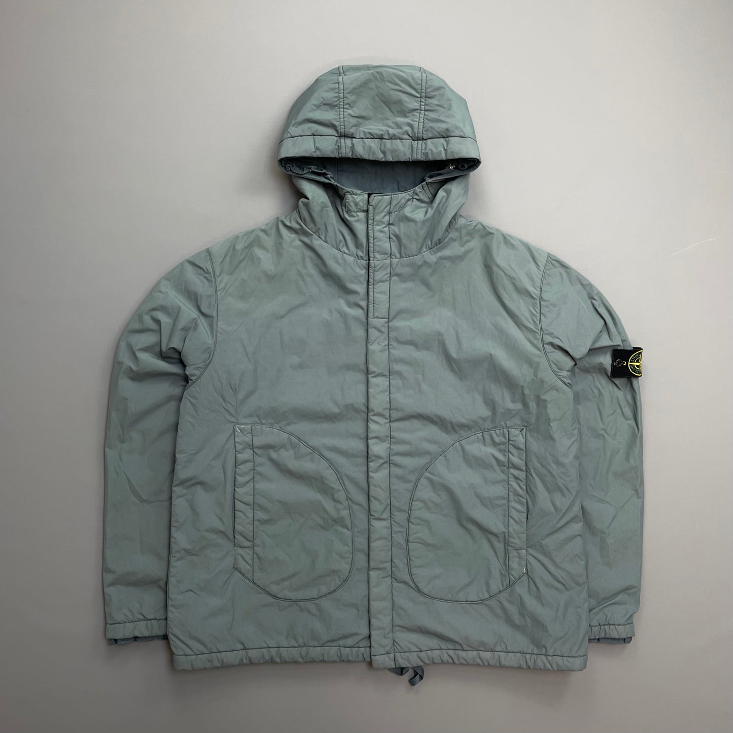 Stone Island Blue Grey AW01 Cotton Nylon Blend Lined Hooded Windbreaker Jacket