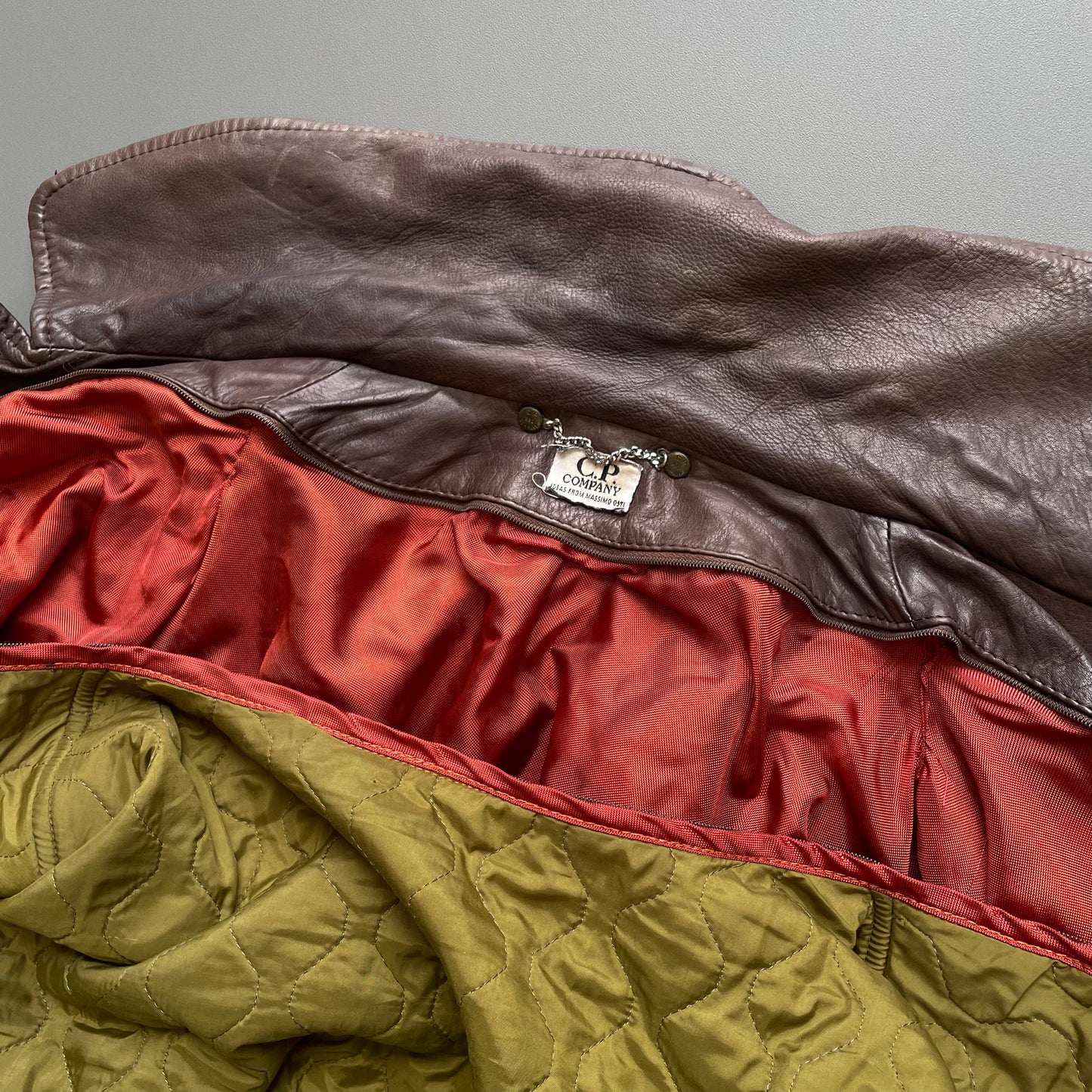 C.P. Company Brown 1992 Ideas From Massimo Osti Lined Leather Overcoat