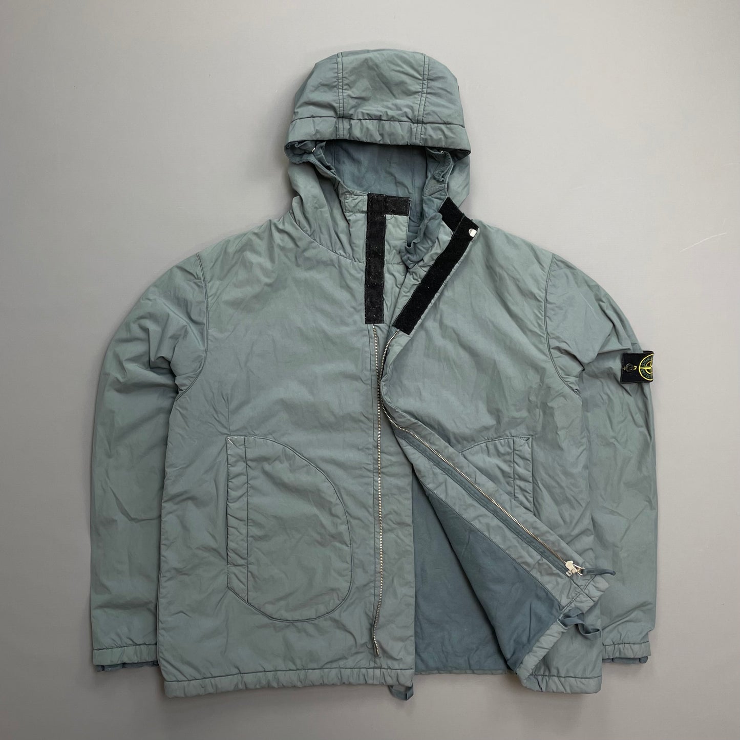 Stone Island Blue Grey AW01 Cotton Nylon Blend Lined Hooded Windbreaker Jacket