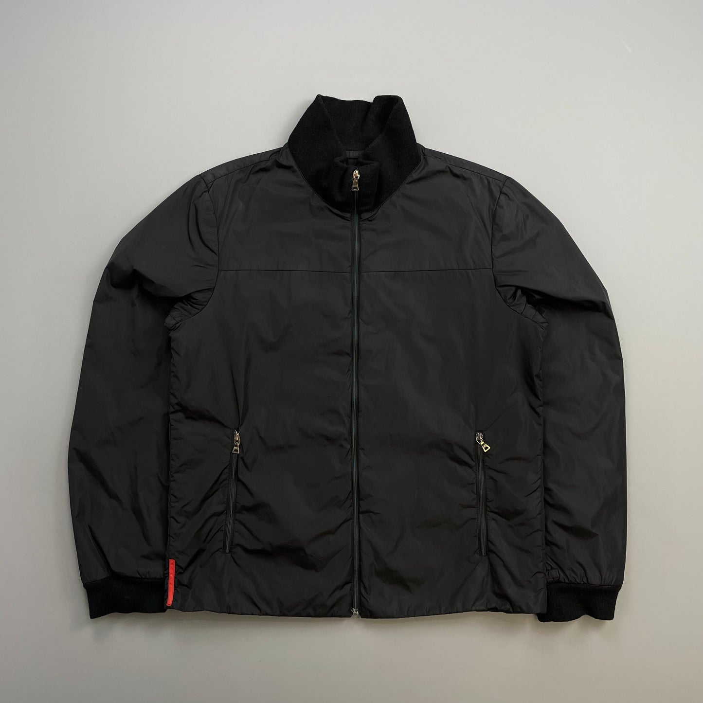 Prada Sport Black 2007 Wool & Nylon Padded Bomber Liner Jacket
