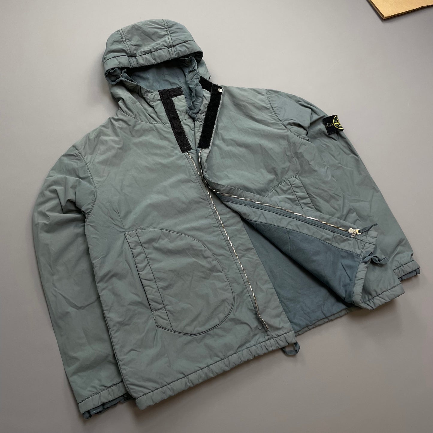 Stone Island Blue Grey AW01 Cotton Nylon Blend Lined Hooded Windbreaker Jacket