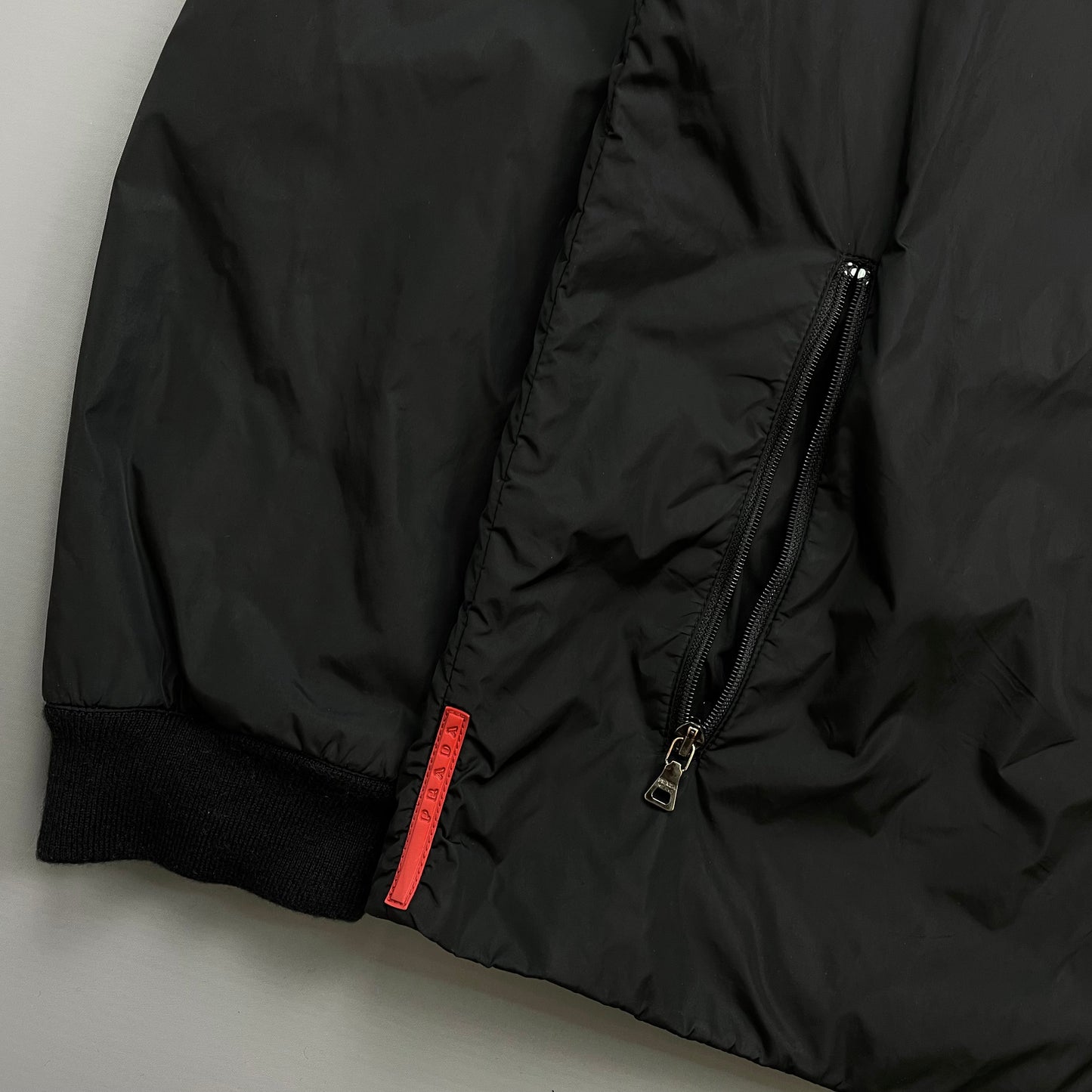 Prada Sport Black 2007 Wool & Nylon Padded Bomber Liner Jacket