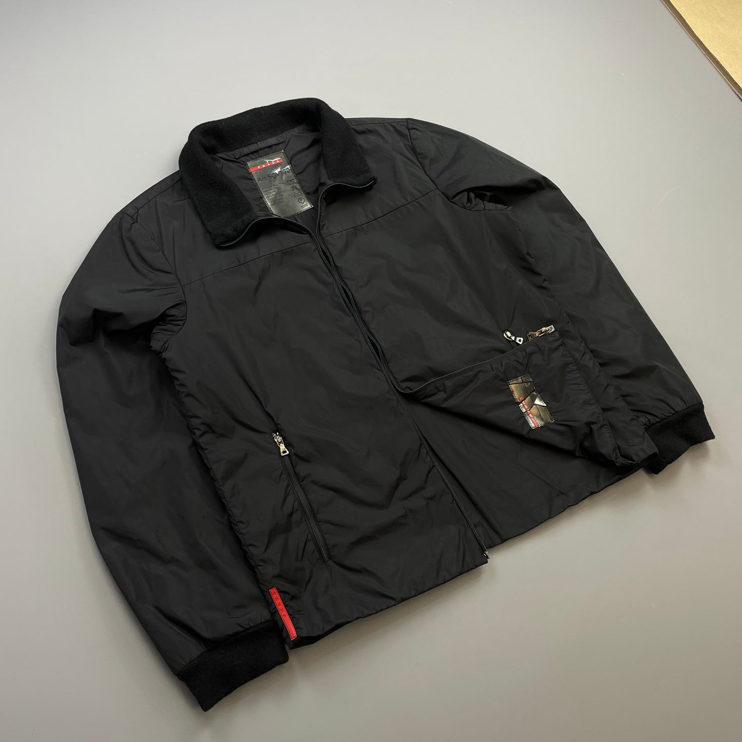 Prada Sport Black 2007 Wool & Nylon Padded Bomber Liner Jacket