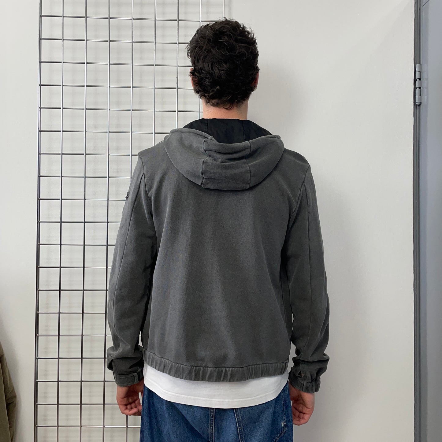 Prada Sport Grey 2009 Distressed Zip-Through Hoodie Jacket