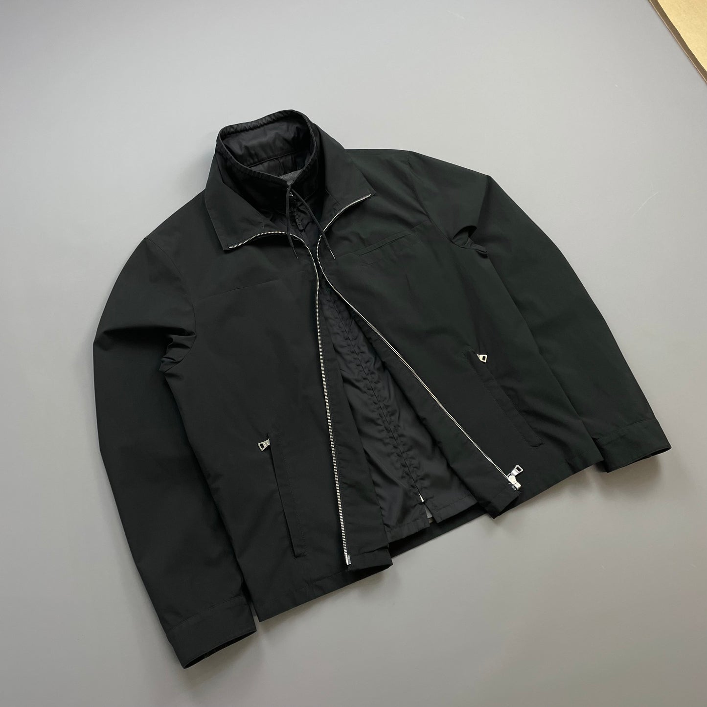 Prada Sport Black 2009 Windstopper Dual Nylon Layer Harrington Jacket