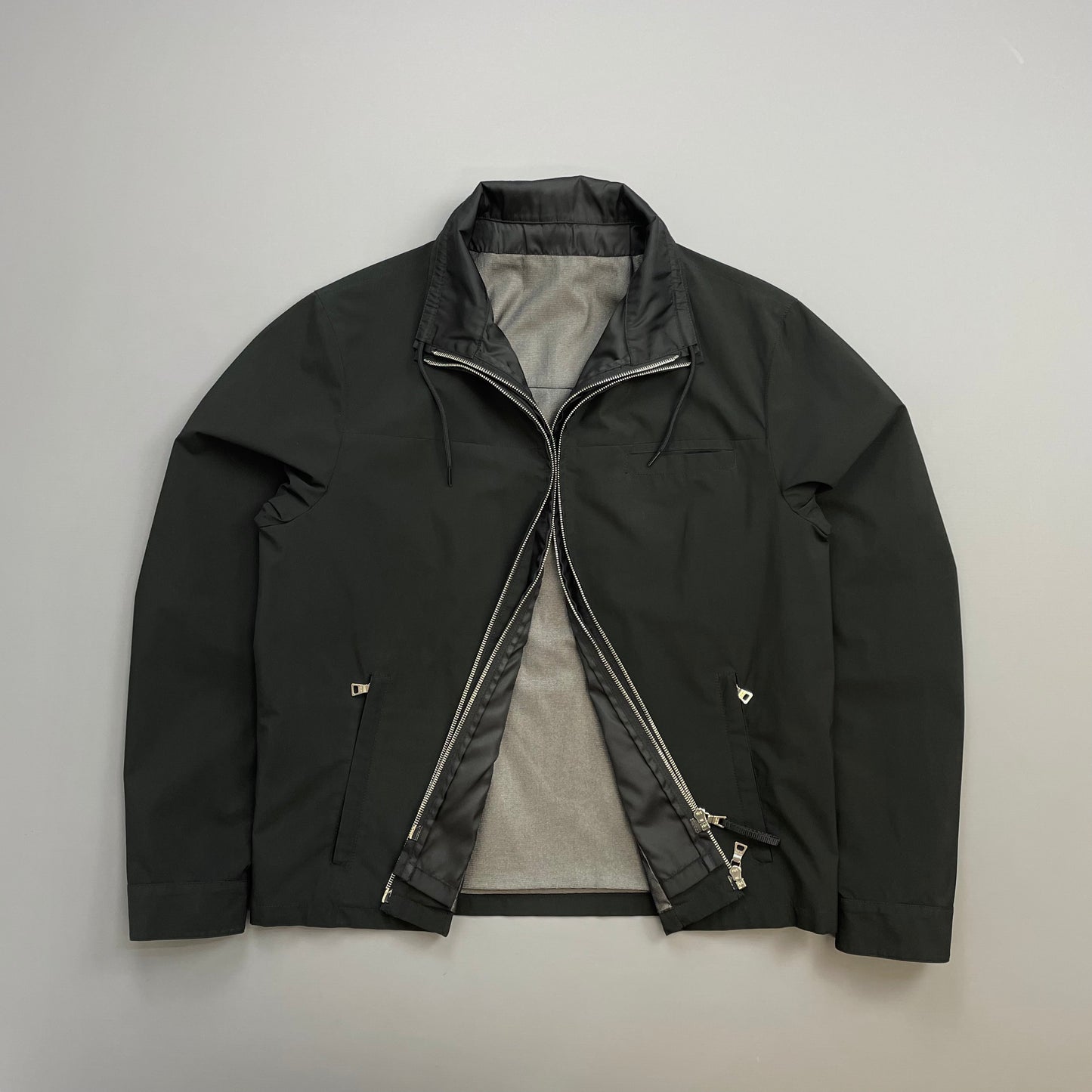 Prada Sport Black 2009 Windstopper Dual Nylon Layer Harrington Jacket