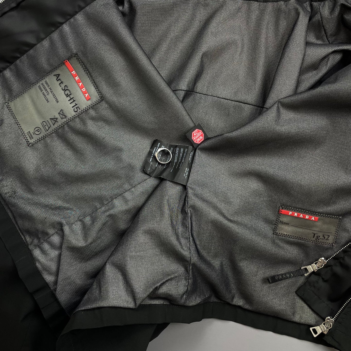 Prada Sport Black 2009 Windstopper Dual Nylon Layer Harrington Jacket