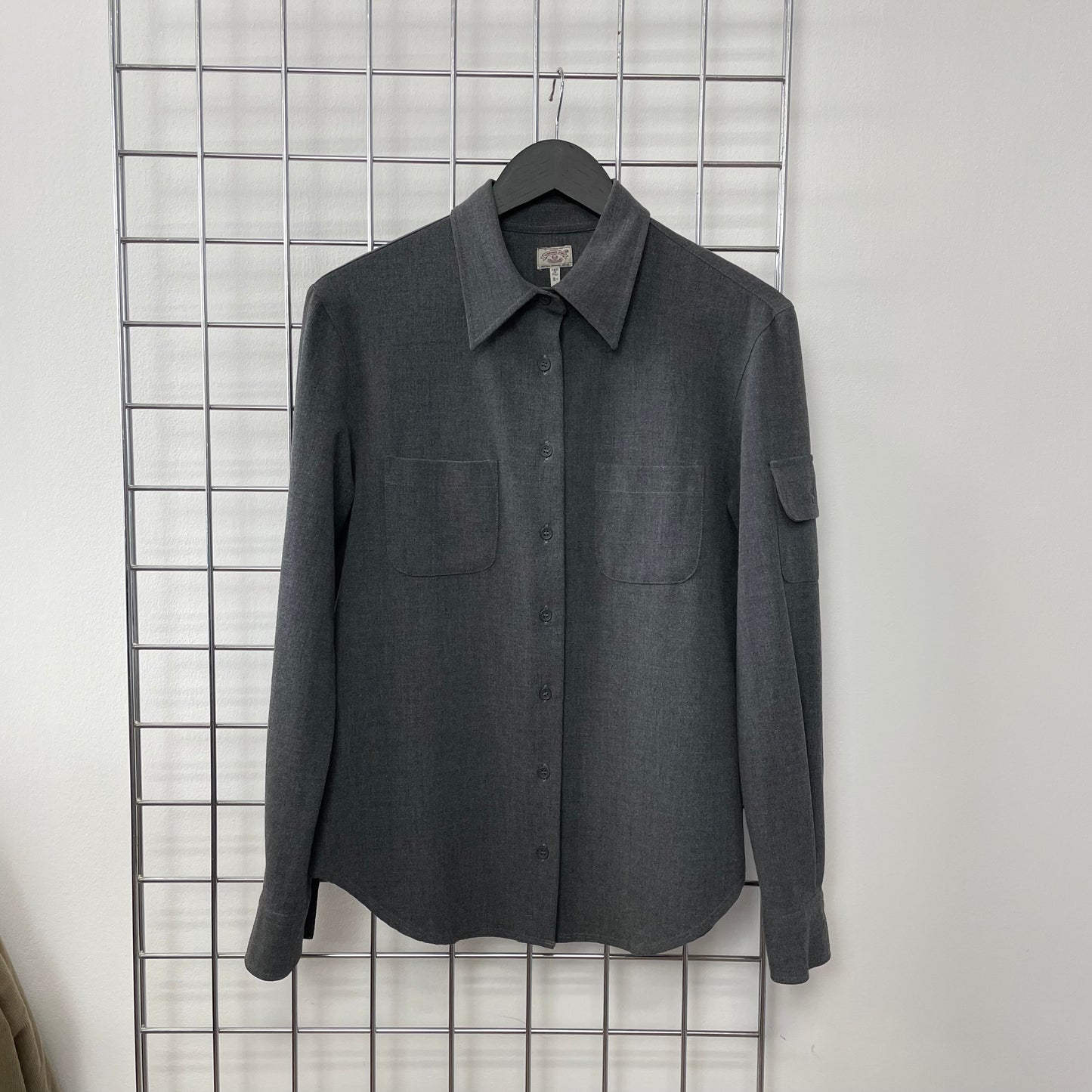 Armani Jeans Grey 90s Women's Drape Pocket Shirt