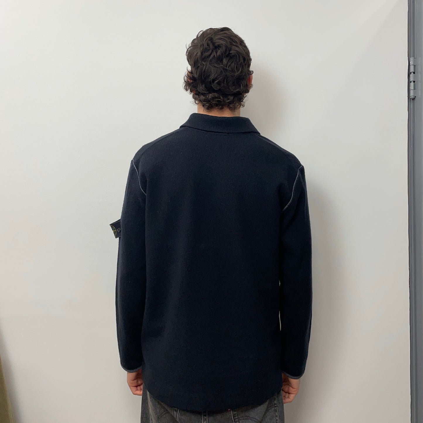 Stone Island Black AW02 Wool Blend Ribbed Jumper