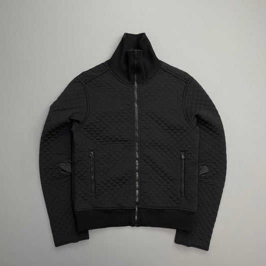 Prada Sport Black 00s Wool & Nylon Quilted Knit Hybrid Cardigan Jacket