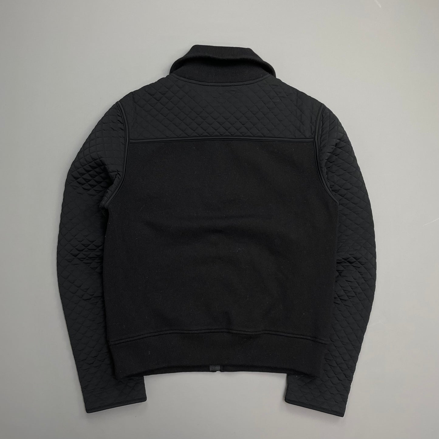 Prada Sport Black 00s Wool & Nylon Quilted Knit Hybrid Cardigan Jacket